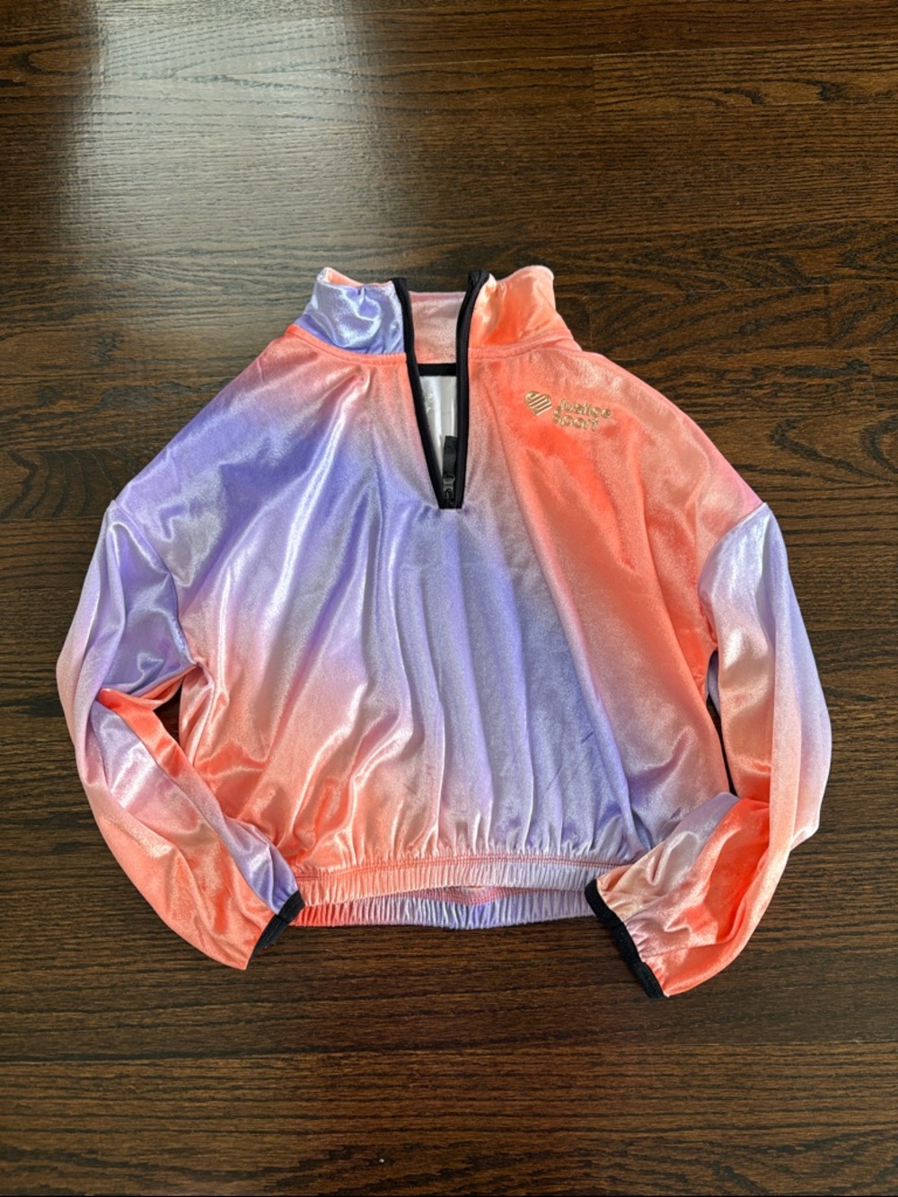 Justice Sport Shiny Ombre Velvet Pullover - Coral & Lavender